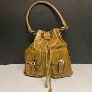 HYPE Leather Cinch Opening Shoulder Bag Purse